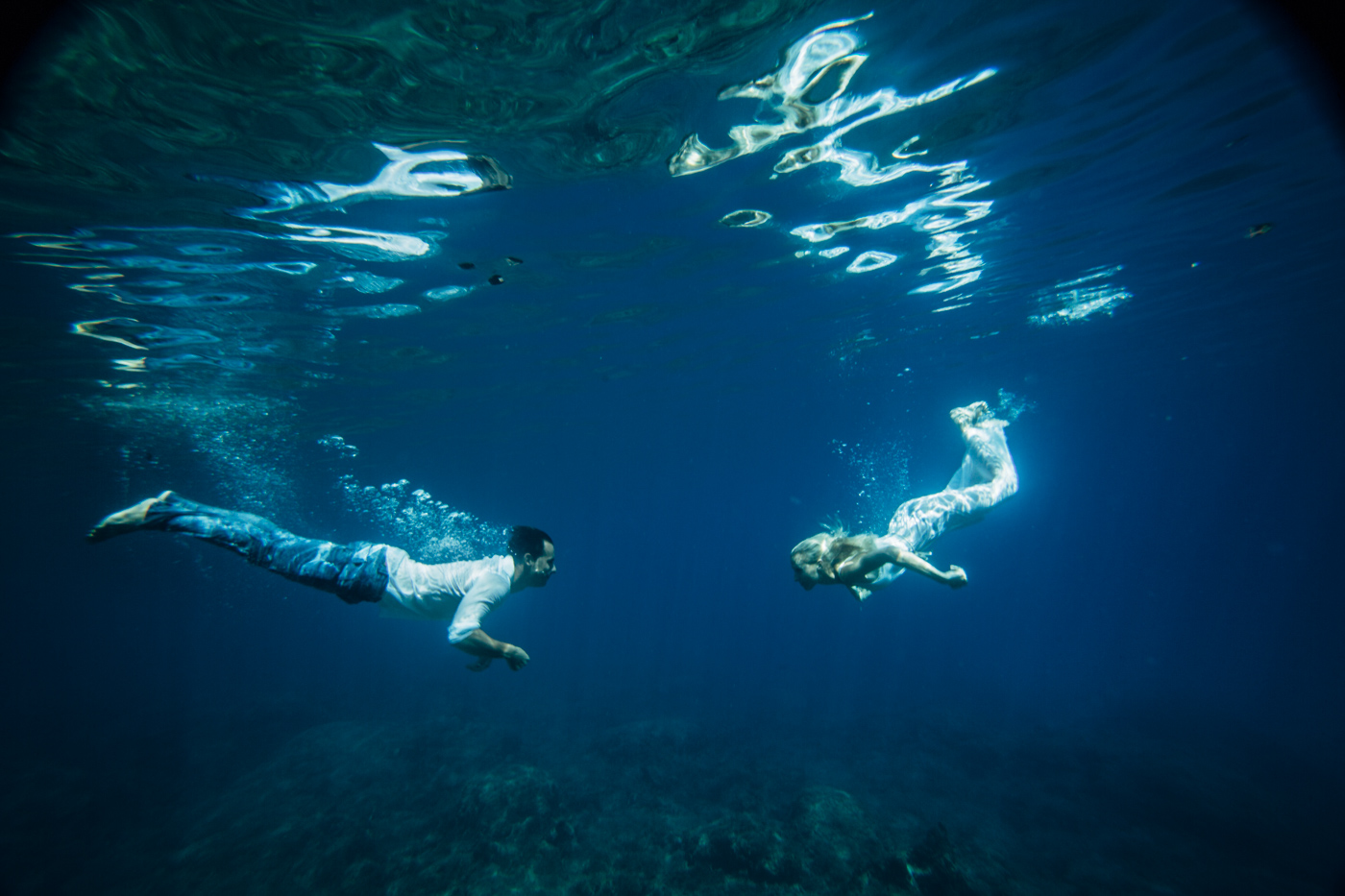 Onderwaterfotografie bruidspaar Rhodos